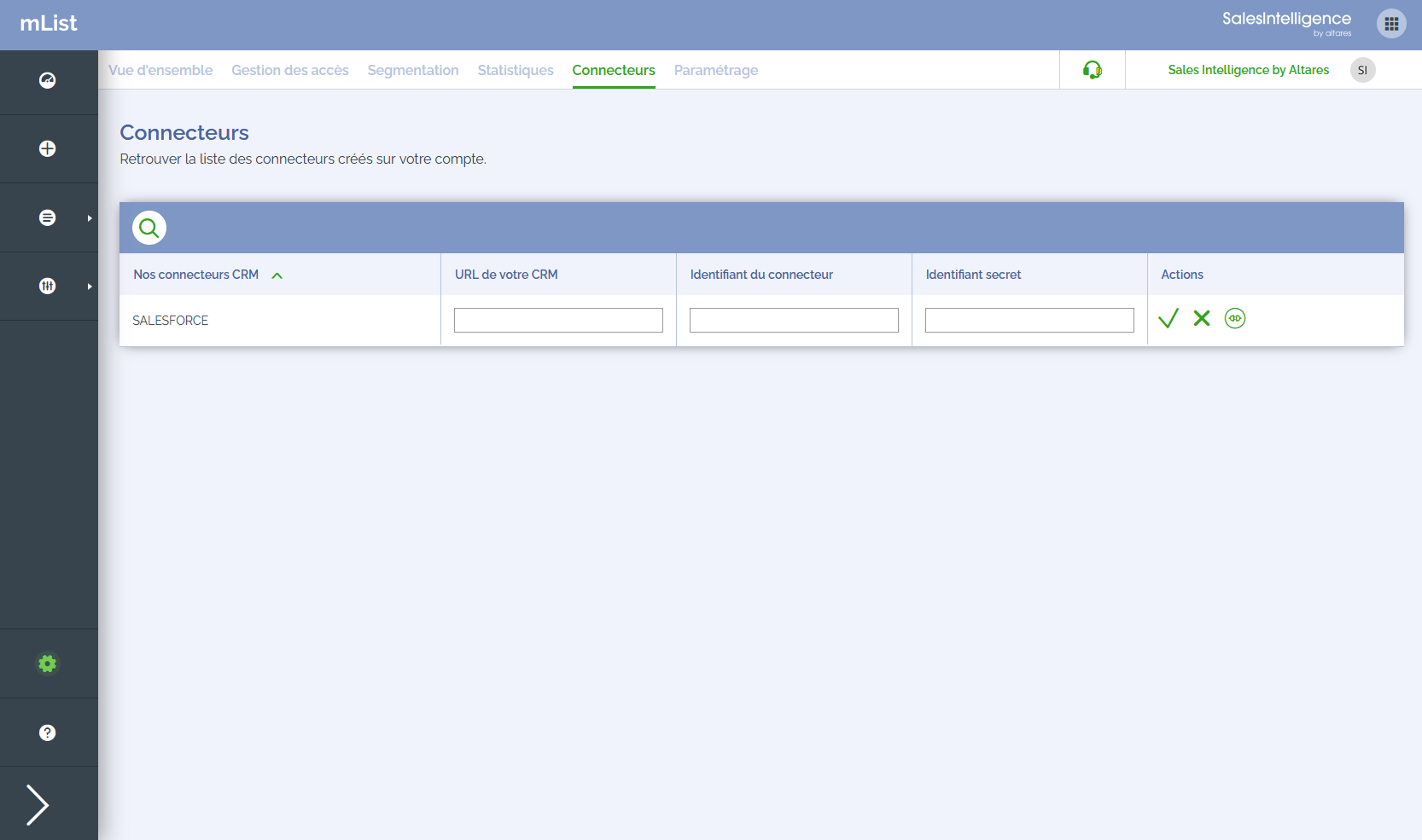Configuration du connecteur Salesforce