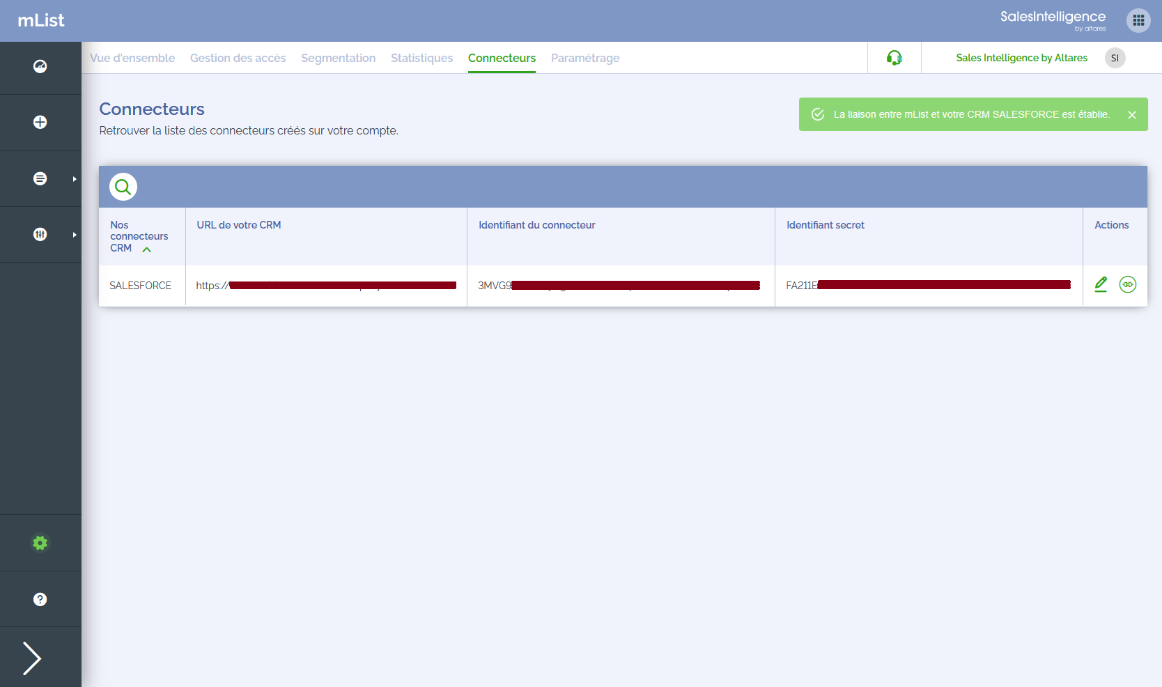 Test du connecteur Salesforce