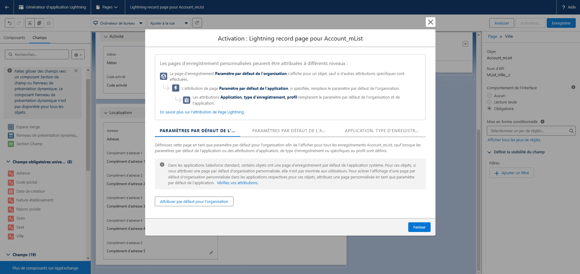 Activer pour org